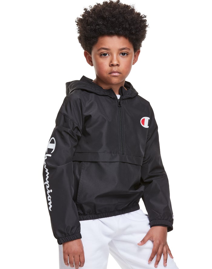 Champion Windbreaker C Logo Kiz Çocuk Ceket Siyah ( IOKWMV164 )